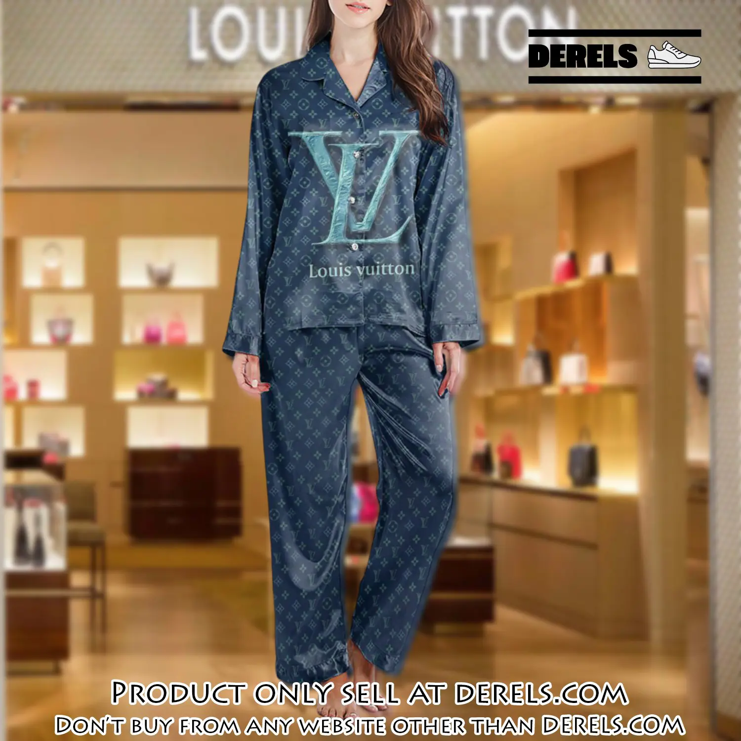 Lv monogram long satin pajama set pjs1023 dr3437529